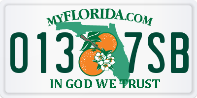 FL license plate 0137SB