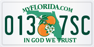 FL license plate 0137SC