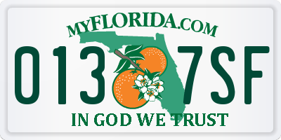 FL license plate 0137SF