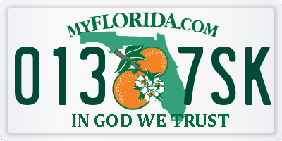 FL license plate 0137SK