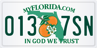 FL license plate 0137SN