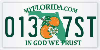 FL license plate 0137ST