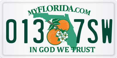 FL license plate 0137SW