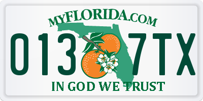 FL license plate 0137TX