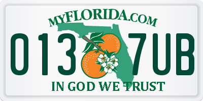 FL license plate 0137UB