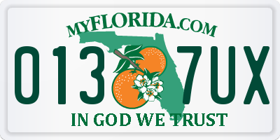 FL license plate 0137UX