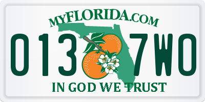 FL license plate 0137WO