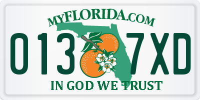 FL license plate 0137XD