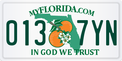FL license plate 0137YN