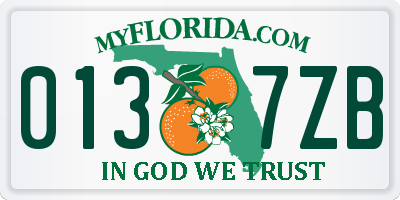 FL license plate 0137ZB