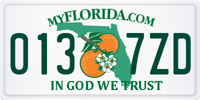 FL license plate 0137ZD