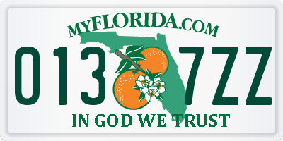 FL license plate 0137ZZ