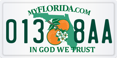 FL license plate 0138AA