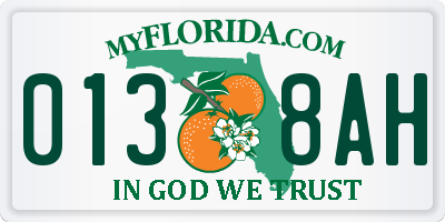 FL license plate 0138AH