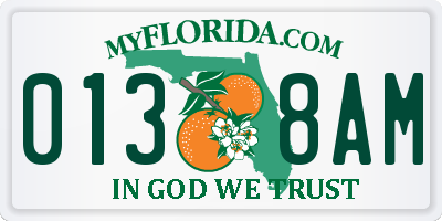 FL license plate 0138AM
