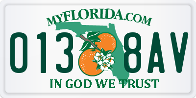 FL license plate 0138AV