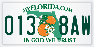 FL license plate 0138AW