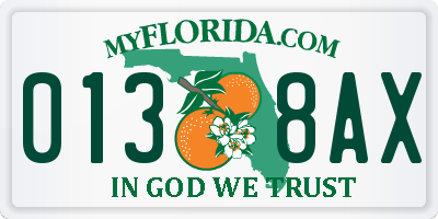 FL license plate 0138AX