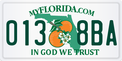 FL license plate 0138BA