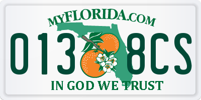 FL license plate 0138CS