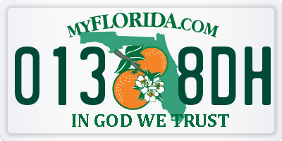 FL license plate 0138DH