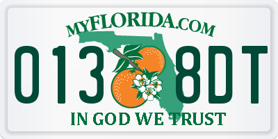 FL license plate 0138DT