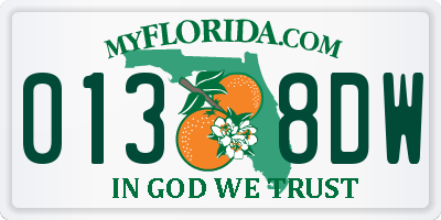 FL license plate 0138DW