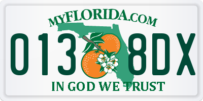 FL license plate 0138DX