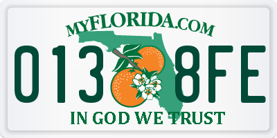 FL license plate 0138FE