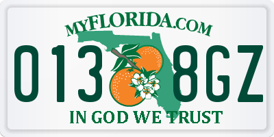 FL license plate 0138GZ