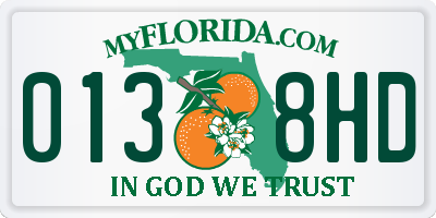 FL license plate 0138HD