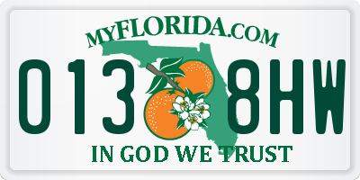 FL license plate 0138HW