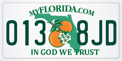 FL license plate 0138JD
