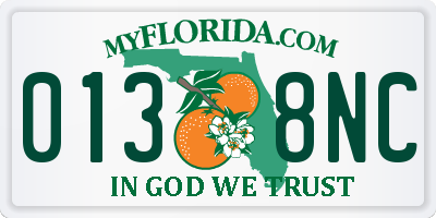 FL license plate 0138NC