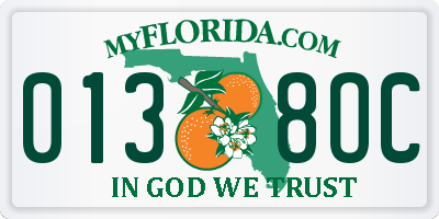FL license plate 0138OC