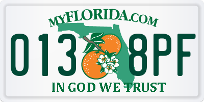 FL license plate 0138PF