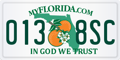 FL license plate 0138SC