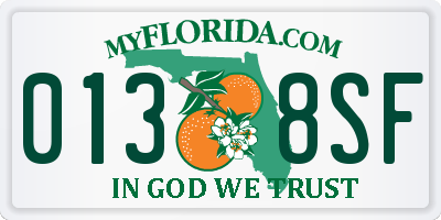 FL license plate 0138SF