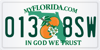 FL license plate 0138SW