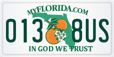 FL license plate 0138US