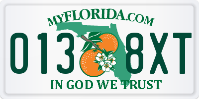 FL license plate 0138XT