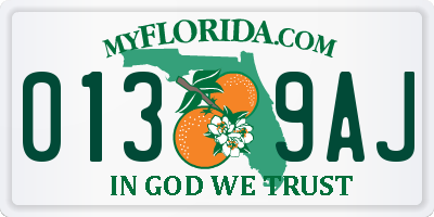 FL license plate 0139AJ