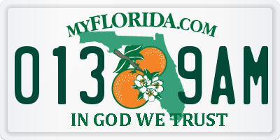 FL license plate 0139AM