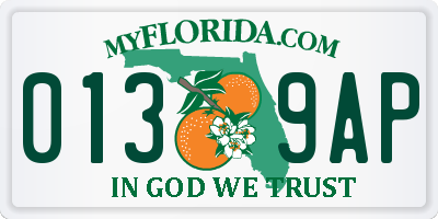 FL license plate 0139AP