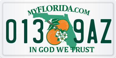 FL license plate 0139AZ