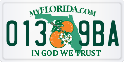 FL license plate 0139BA