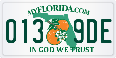 FL license plate 0139DE