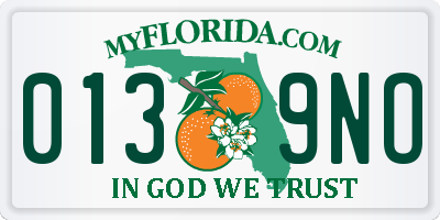 FL license plate 0139NO