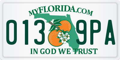 FL license plate 0139PA