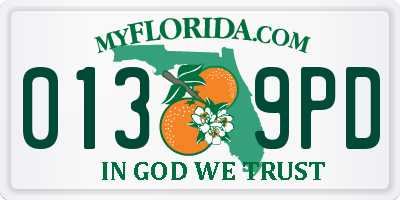 FL license plate 0139PD